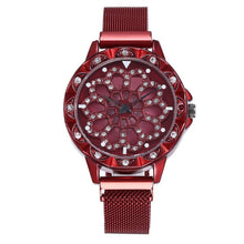 Load image into Gallery viewer, VOHE Luxury Rose Gold Watch Women Special Design 360 Degrees Rotation Diamond Dial Watches Mesh Magnet Starry Sky Ladies Watch